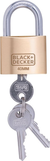 Black & Decker Ορειχάλκινο Λουκέτο Πέταλο με Κλειδί 40mm Μαύρο