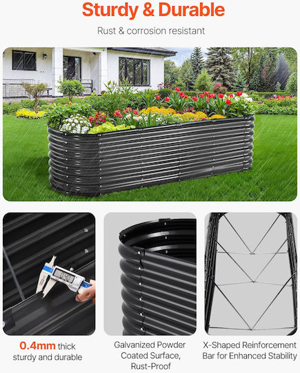 Vevor Planter Box Metal Dark Gray 243.84x60.96x60.96cm.