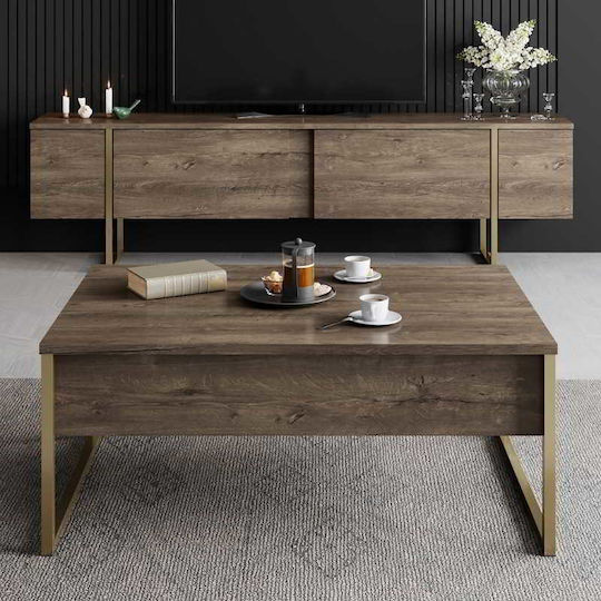 Έπιπλο Τηλεόρασης Luxe Καρυδί - Χρυσό Μ180xΠ30xΥ50cm