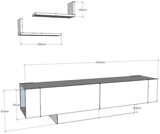Έπιπλο Τηλεόρασης Matera Λευκό Μ150xΠ31.5xΥ41.6cm