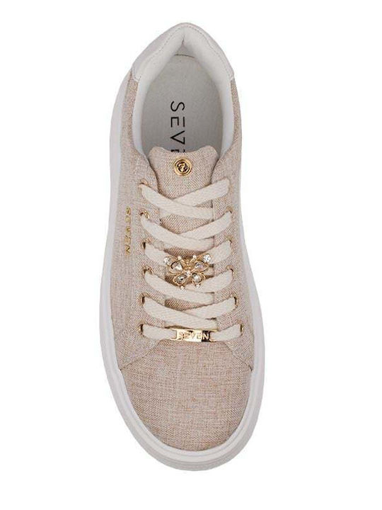 Γυναικεία Flatforms Sneakers Beige Canvas