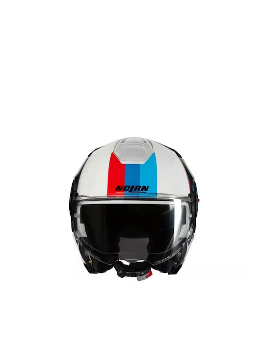 Nolan N120-1 Lineo 347 White / Blue / Red Cască Moto Flip-Up ECE 22.06 cu Sunvisor