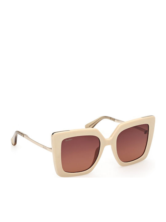 Max Mara Women's Sunglasses with Beige Plastic Frame and Brown Gradient Lens MM 0051 25F