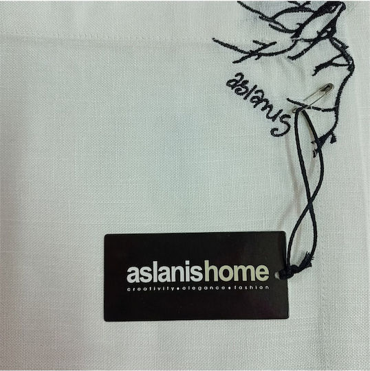 Aslanis Home Πετσέτα Φαγητού με Κέντημα Λευκό 45x45εκ.