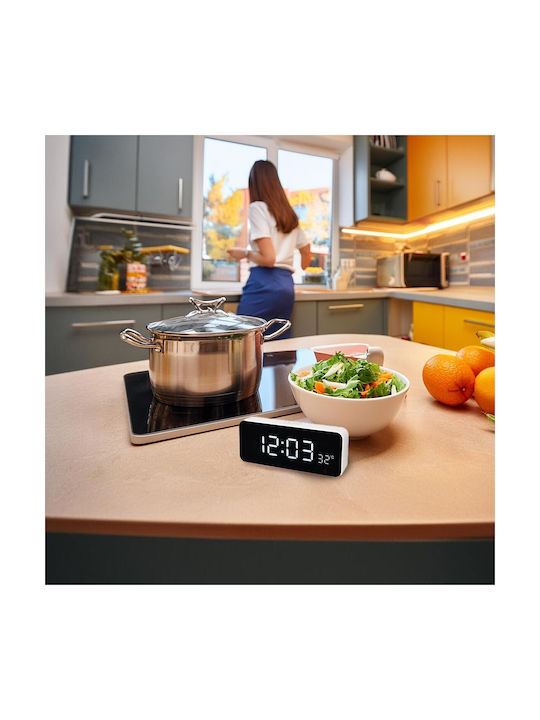 Green Blue Tabletop Digital Clock with Alarm White GB397