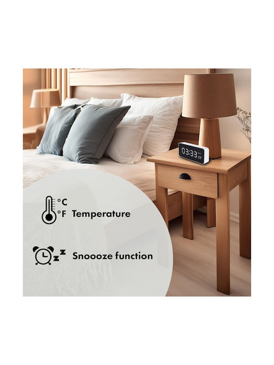 Green Blue Tabletop Digital Clock with Alarm White GB397