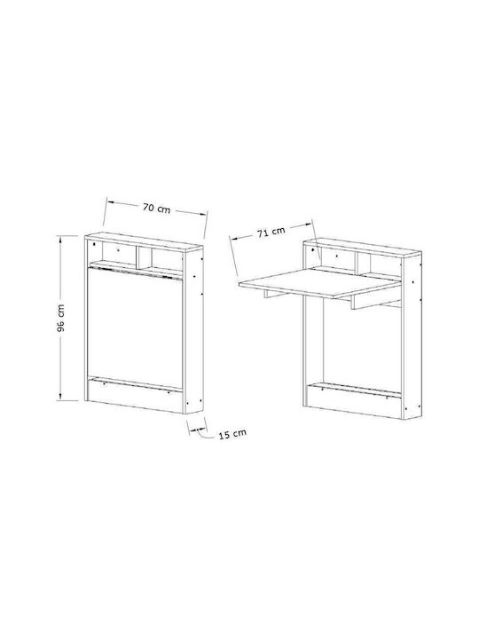 Desk Bracke Wooden White 70x15x96cm