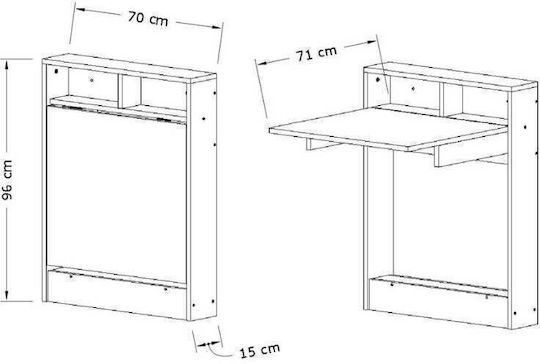 Desk Bracke Wooden White 70x15x96cm