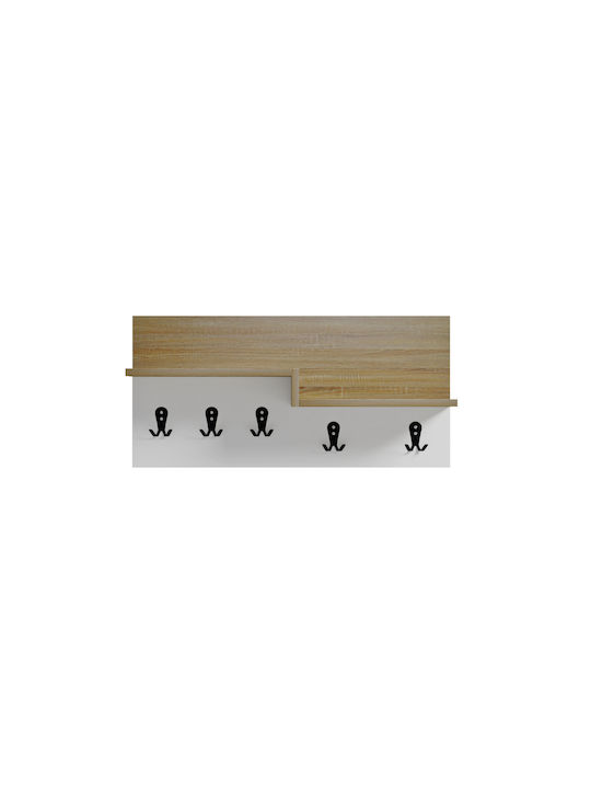 HomeMarkt Wall Hanger Nyda Wooden 6 Hooks White 65x13.2x31cm