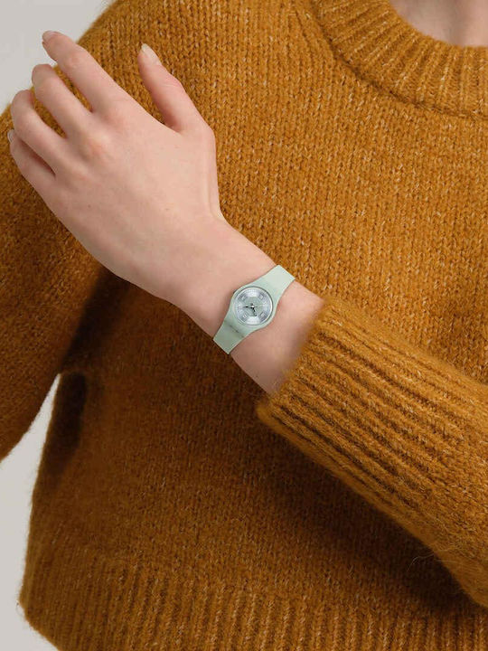 Swatch Swatch Γυναικείο Ρολόι 34mm Μπαταρίας με Πράσινο Καουτσούκ Λουράκι