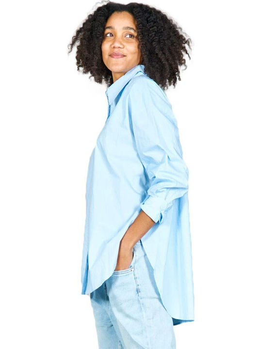 Langärmelig Damen Hemd Blue