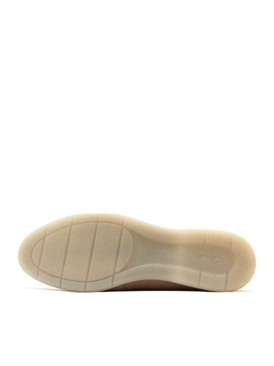 Edge Leather Women's Loafers in Beige Color
