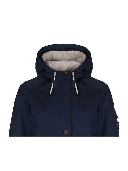Women's Long Lifestyle Jacket Waterproof and Windproof for Spring or Autumn Blue