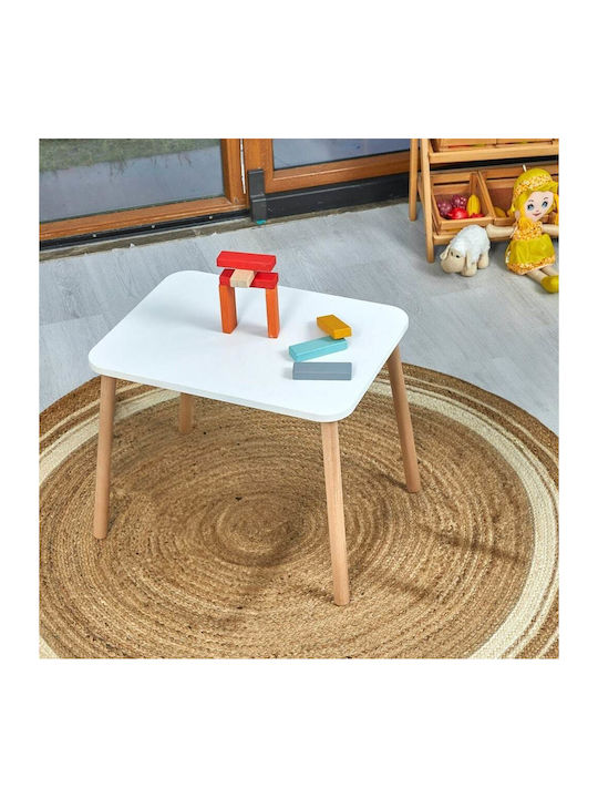 Set Mese Pentru Copii cu Scaune din Lemn Alb