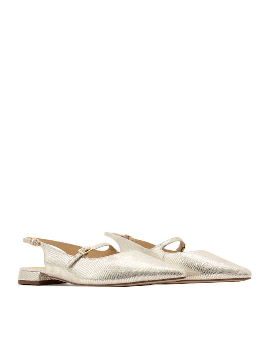 Leather Pointy Slingback Ballerinas Sensa 15 Shine Leather Slingback Mary Jane Ballerinas Gold
