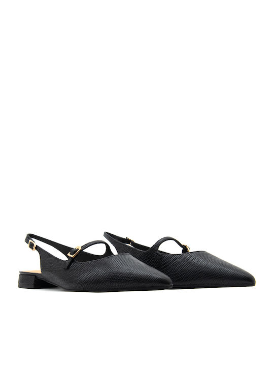Leather Pointy Slingback Ballerinas Mules Sensa15 Shine Black