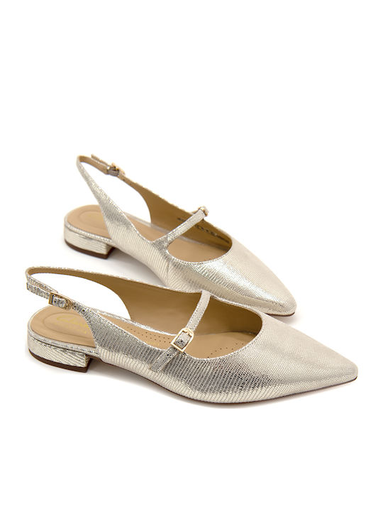 Leather Pointy Slingback Ballerinas Sensa 15 Shine Leather Slingback Mary Jane Ballerinas Gold