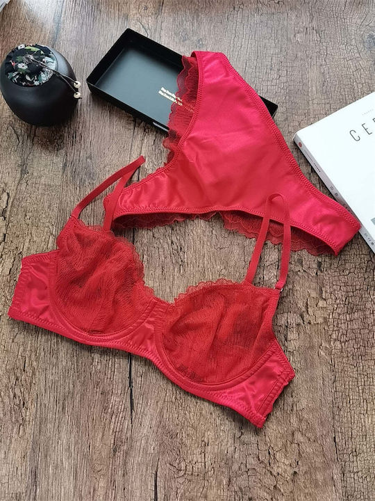 Dyana Underwear Set with Bra & Brazil Red