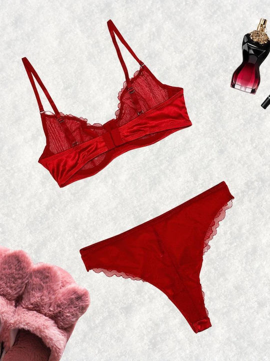 Dyana Underwear Set with Bra & Brazil Red