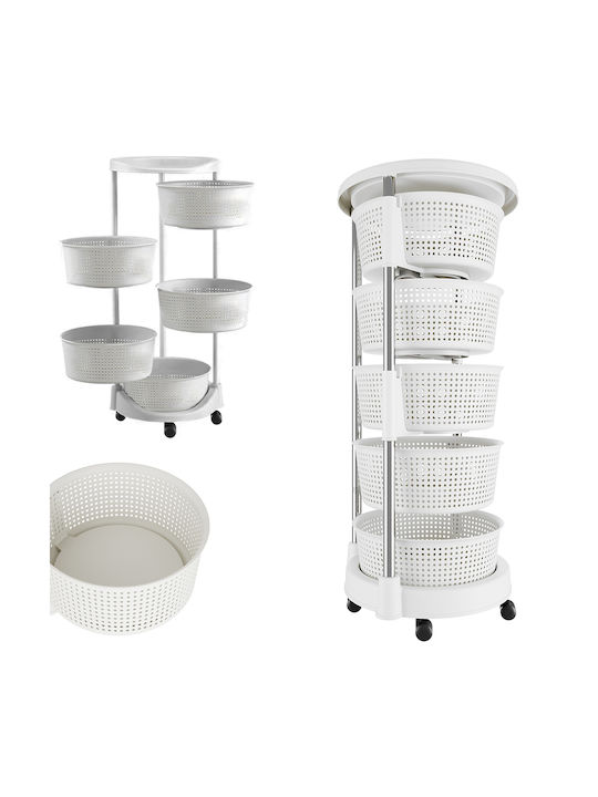 Bakaji Metallic Kitchen Rack 5 Tiers White 37x37x84cm