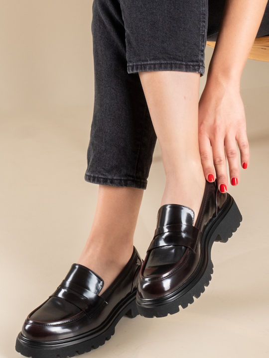 Λουστρίνι Γυναικεία Loafers σε Μπορντό Χρώμα