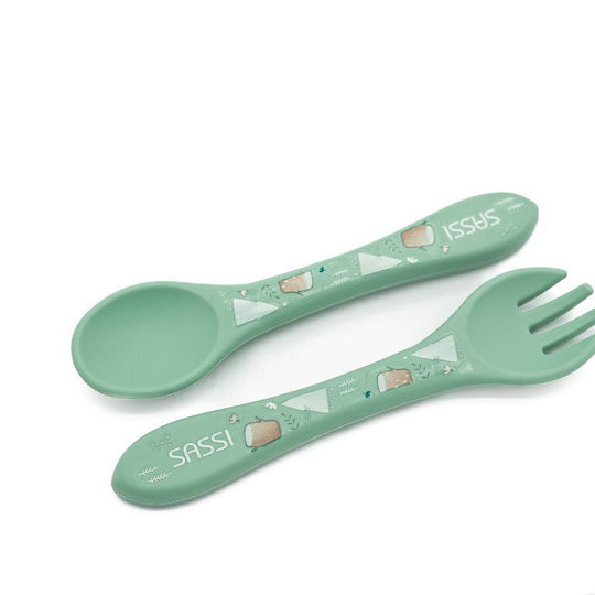 Sassi Junior Baby Set with Fork made of Silicone 2pcs