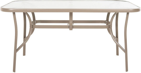 Table for Small Outdoor Spaces Metal with Glass Surface Bruno Champagne 38x38x72cm