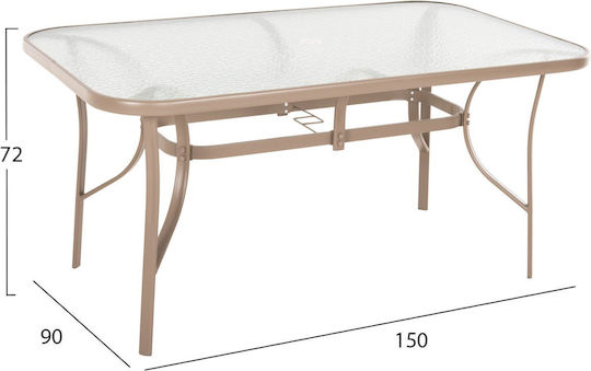 Table for Small Outdoor Spaces Metal with Glass Surface Bruno Champagne 38x38x72cm