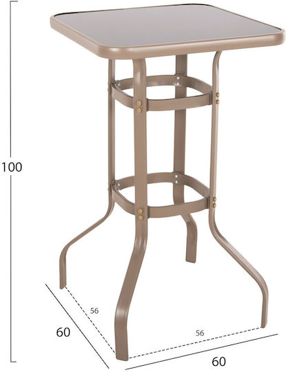 Metal Masa Bar pentru spații exterioare mici Figgy Champagne 60x60cm