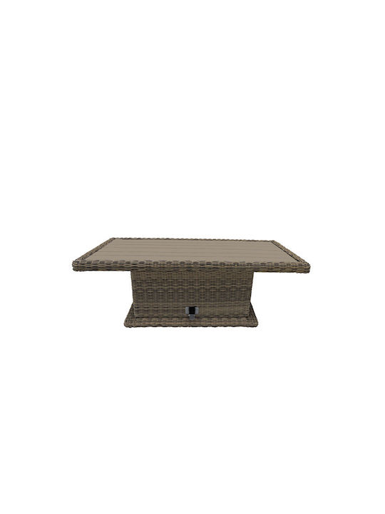 Sαrah Outdoor Dinner Free Standing Table with Polywood Surface and Rattan Frame Brown 150x80x65cm