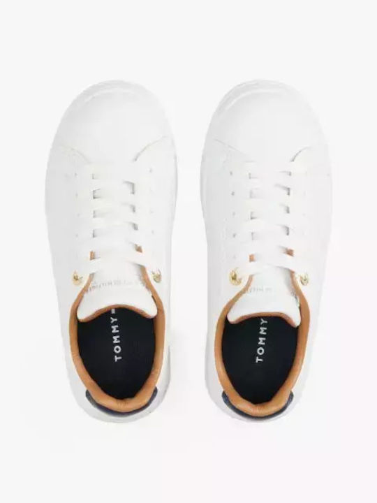 Cut Lace-up Kids Sneakers White
