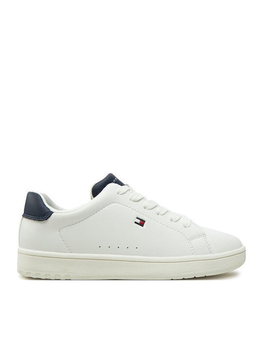 Cut Lace-up Kids Sneakers White