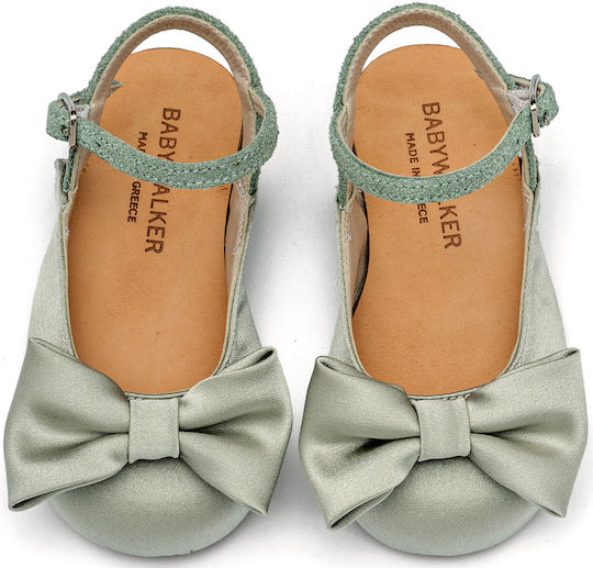 Babywalker Green Baptism Fabric Pumps