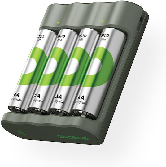 GP Batteries ReCyko USB Încărcător 4 Baterii Ni-MH Dimensiune AA/AAA Set cu 4 baterii