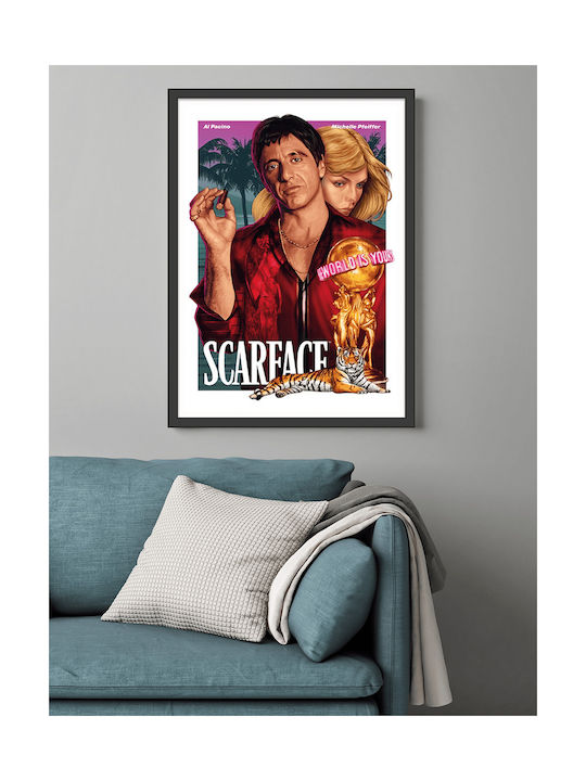 Poster Scarface Mv055 21cm X 30cm Λευκό Κάδρο Pvc 18x24