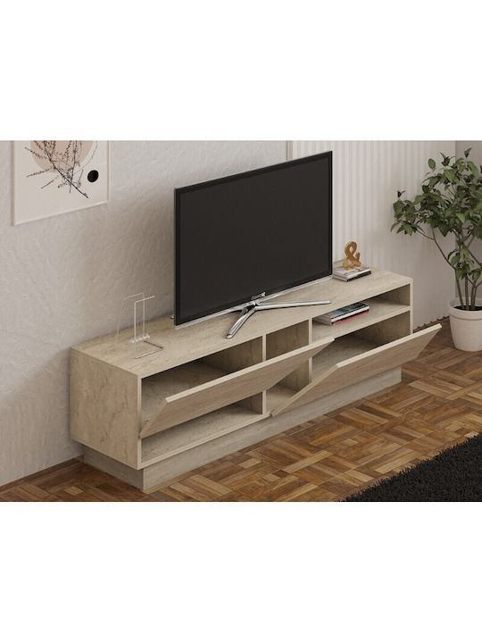 TV Stand Koza from Metal & Wood Travertine L160xW40xH45cm