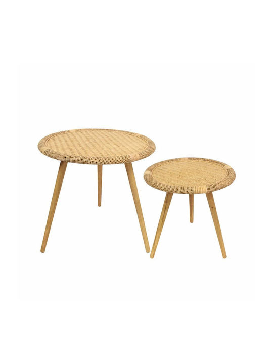 Round Side Table Kamira Wooden Natural L54xW54xH54cm.