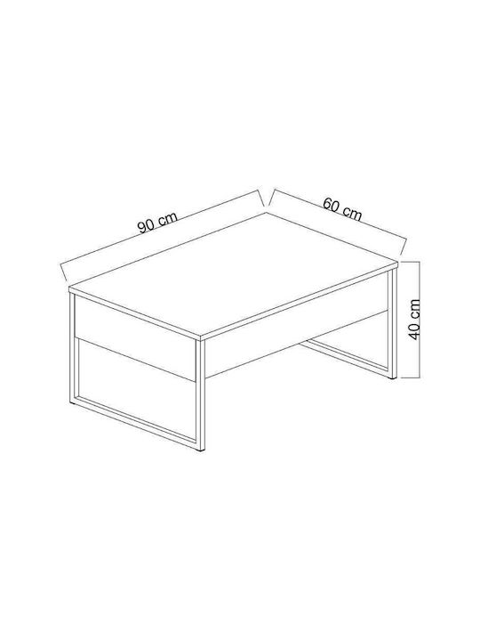 Masa De Cafea Centrală Rectangulară Luxe Din Lemn Antracit - Auriu L90xL60xÎ40cm