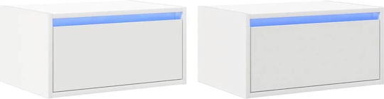 White Wooden Bedside Tables 2 Pieces 51x35.5x25cm