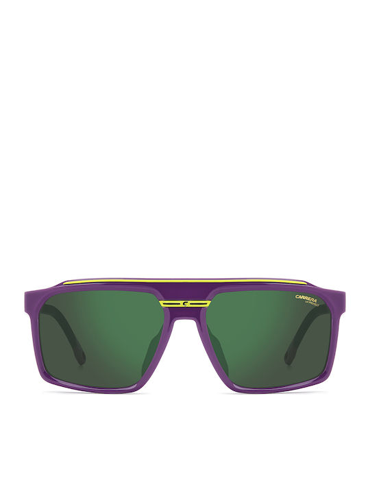 Carrera Sport Unisex Sunglasses with Purple Horn-Rimmed Frame and Grey Lenses