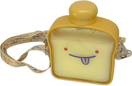 Gelbe Toastbrot-Wasserflasche 380ml Emoji Verstellbarer Gurt Königin Mutter