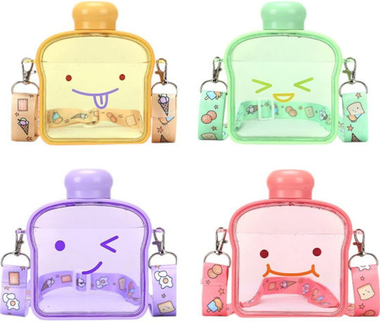 Green Toast Bread Water Bottle 380ml Emoji Adjustable Strap Queen Mother