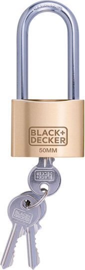 Black & Decker Stahl Vorhängeschloss Verlängert mit Schlüssel 50mm Black 1Stück