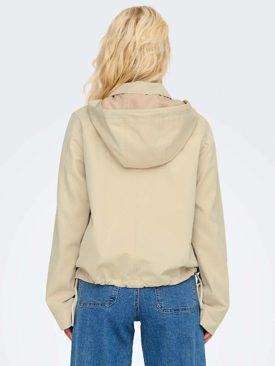 Only Women's Short Gabardine with Hood Beige