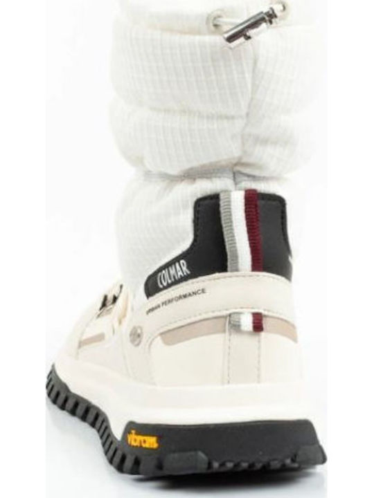 Warmer Leder Damenstiefel mit Gummizug Weiß