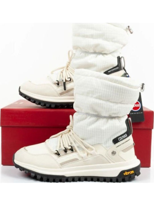 Warmer Leder Damenstiefel mit Gummizug Weiß