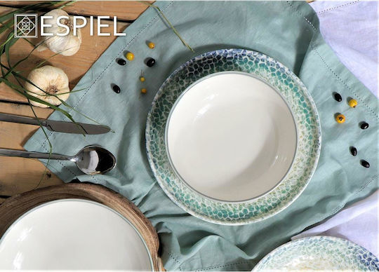 Espiel Lizard Teller Suppe aus Porzellan Blau mit Durchmesser 24cm