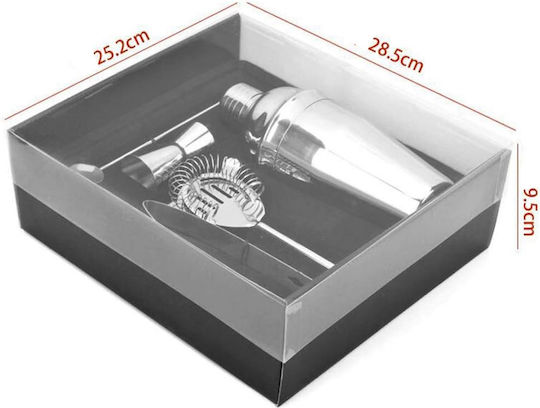 Cocktail Set Shaker Jigger Spoon Strainer Tongs 5pcs