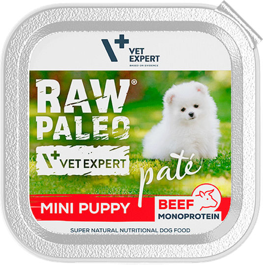VetExpert Raw Paleo Влажна Храна за Кученца в Тава с Говеждо месо без Зърнени и Глутен 150гр