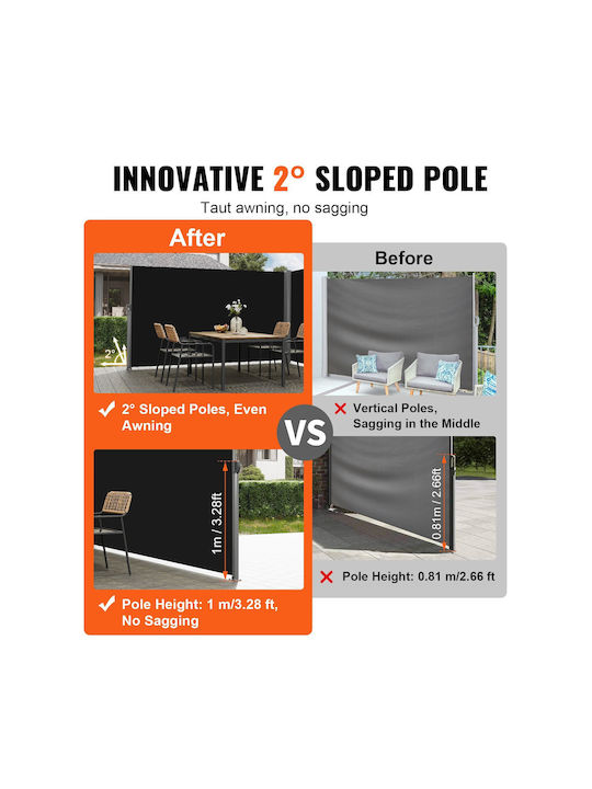 Vevor Rulou lateral de umbrire Terasă Negru x0.71m